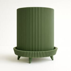 3D Printed Modern Flare Green Mini Planter Ribbed Design Four Legs Plant Display